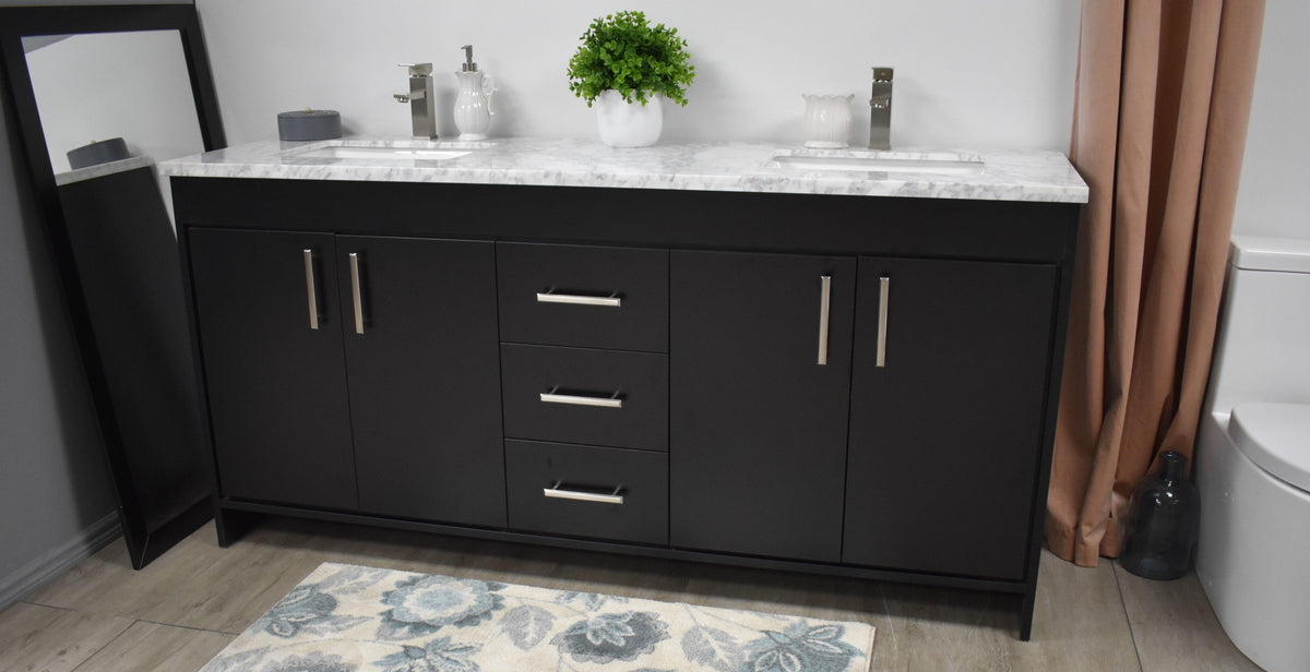 Volpa USA Capri 72" Modern Bathroom Double Sink Vanity Black MTD-3572DBK-1C as