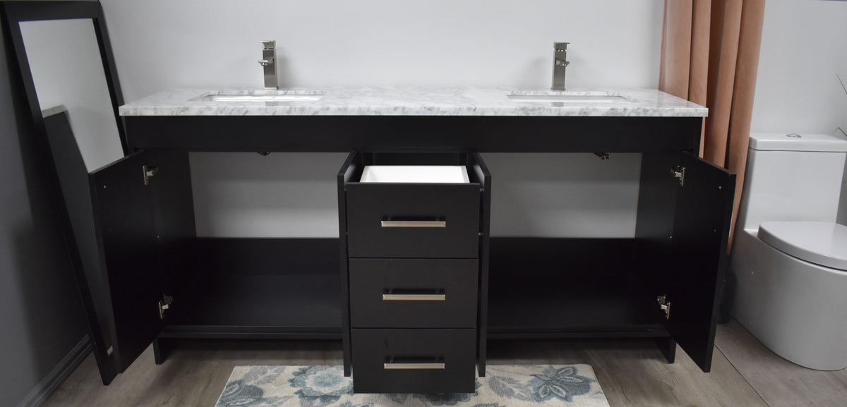 Volpa USA Capri 72" Modern Bathroom Double Sink Vanity Black MTD-3572DBK-1C fo