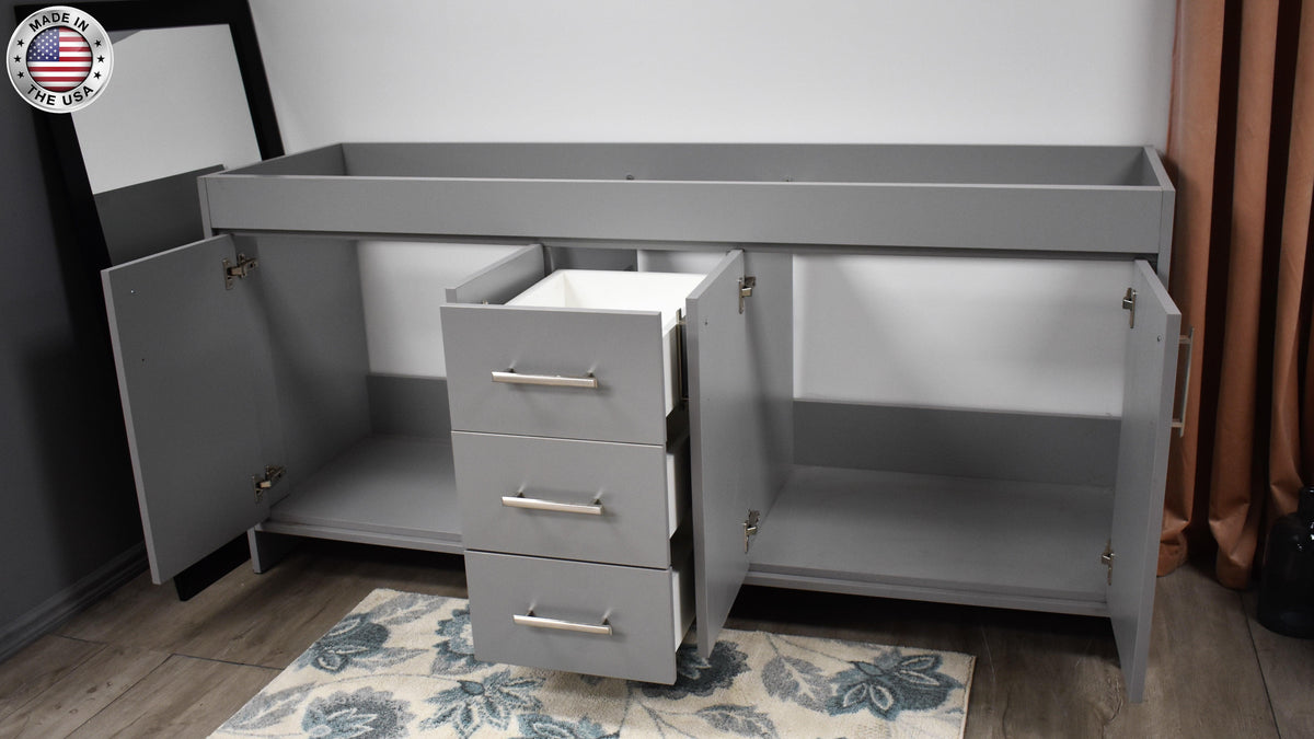 Capri 72" Double Sink Cabinet only Grey MTD-3572DG-10angleopen