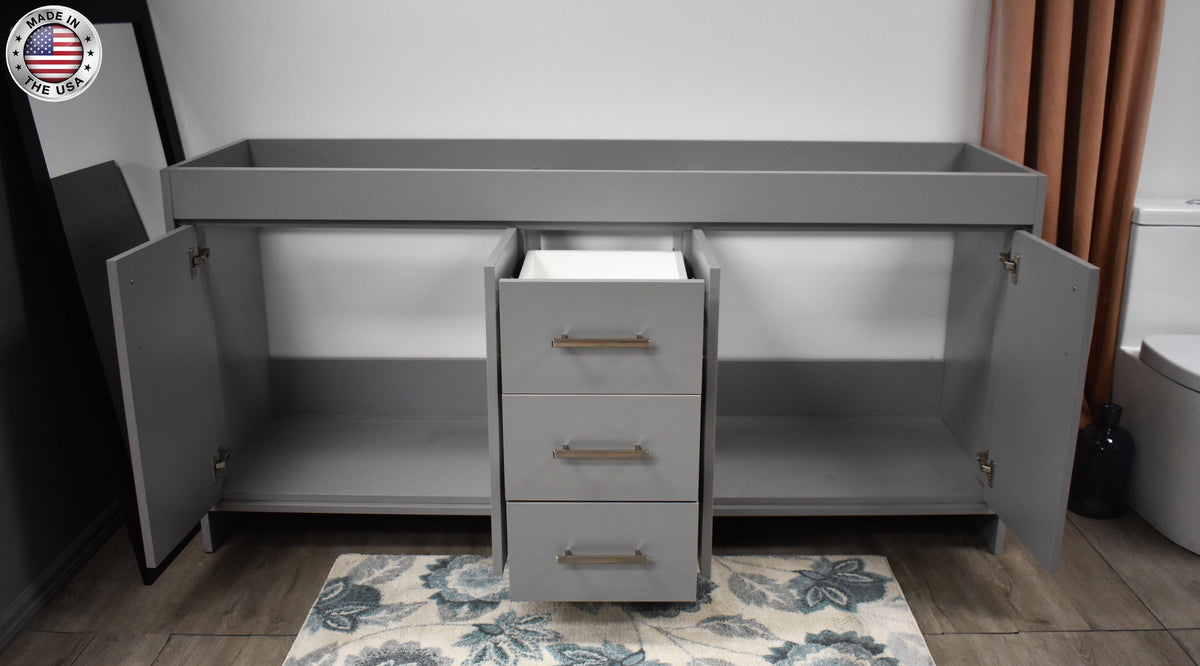Capri 72" Double Sink Cabinet only Grey MTD-3572DG-10frontopen