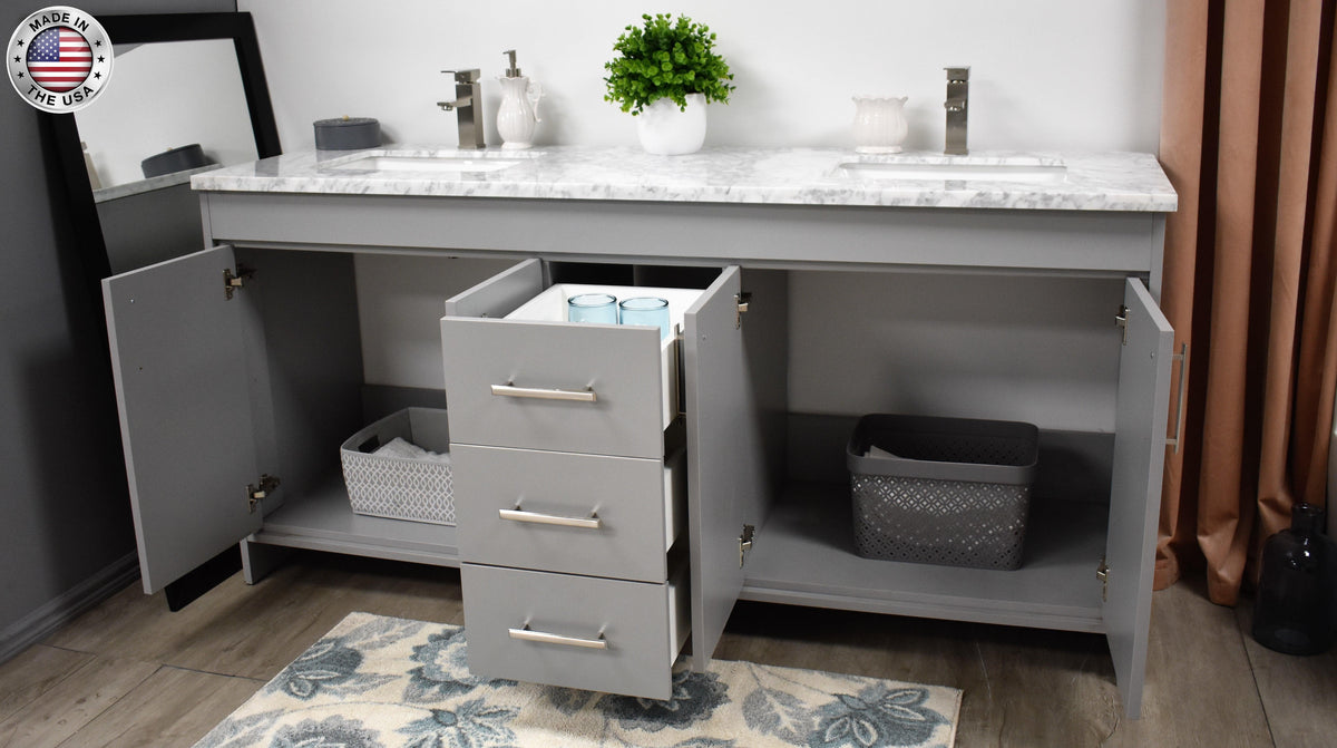 Volpa USA Capri 72" Modern Bathroom Double Sink Vanity Grey MTD-3572DG-1C aos