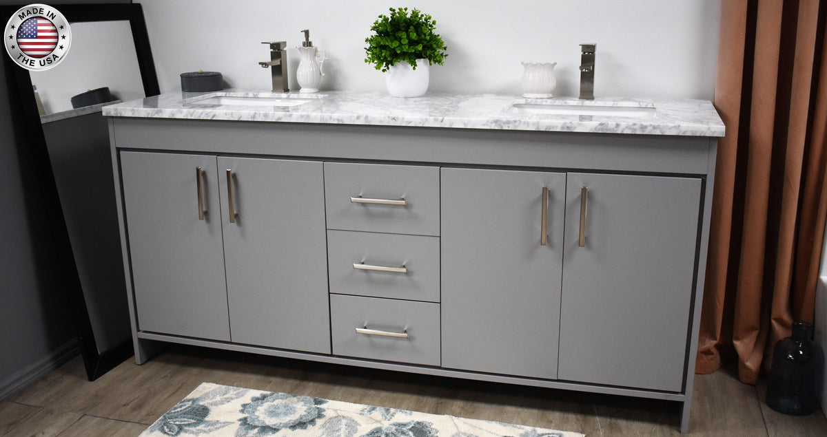 Volpa USA Capri 72" Modern Bathroom Double Sink Vanity Grey MTD-3572DG-1C aS