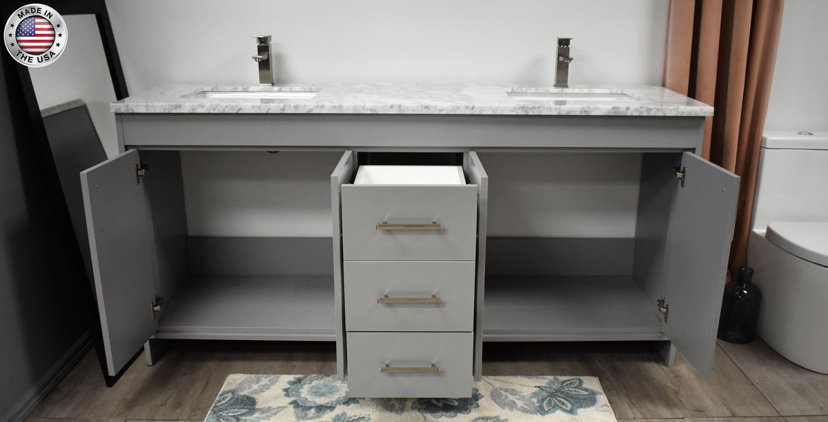 Volpa USA Capri 72" Modern Bathroom Double Sink Vanity Grey MTD-3572DG-1C fo