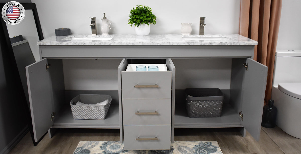 Volpa USA Capri 72" Modern Bathroom Double Sink Vanity Grey MTD-3572DG-1C fso