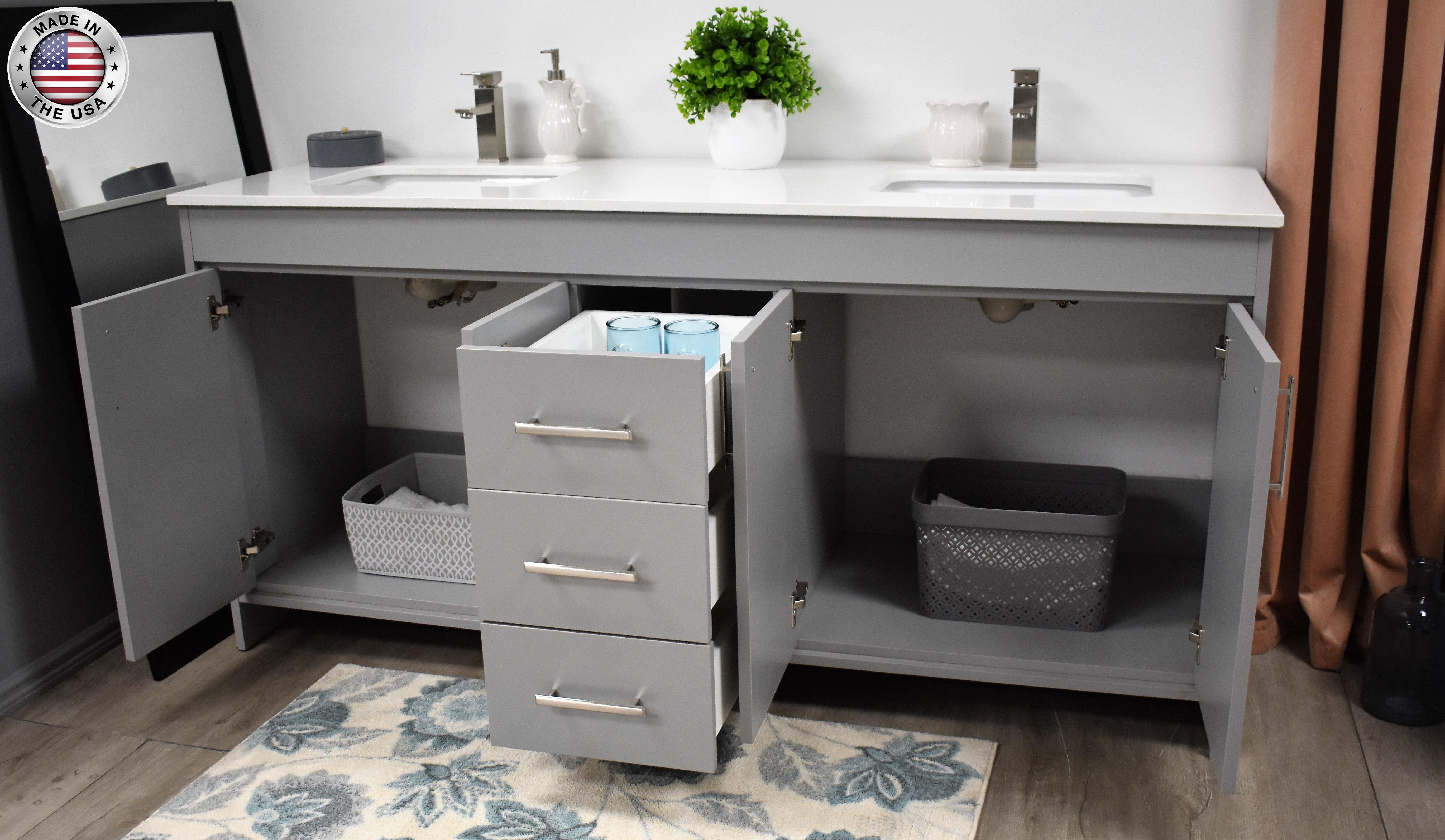 Volpa USA Capri 72" Modern Bathroom Double Sink Vanity Grey MTD-3572DG-1W ao