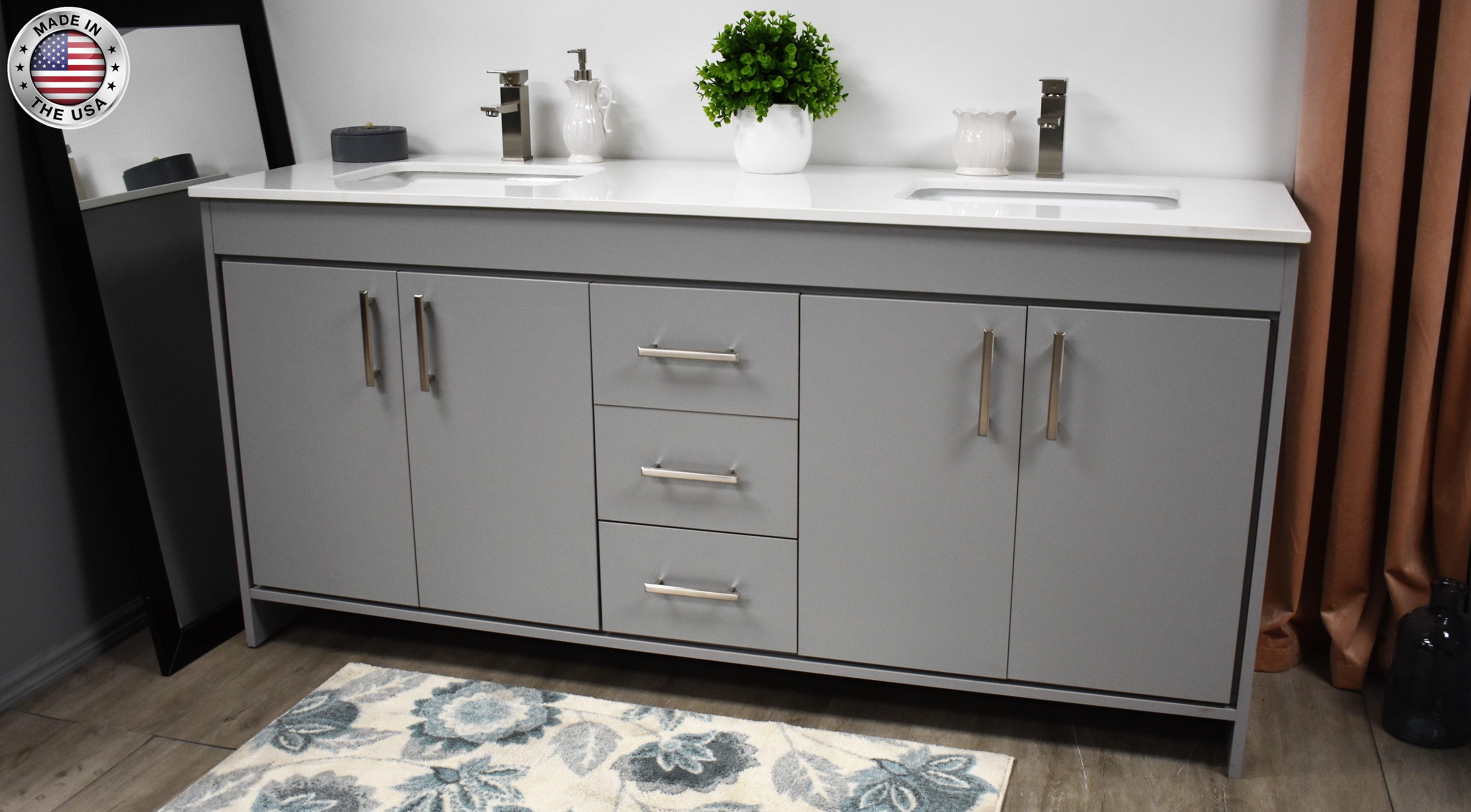 Volpa USA Capri 72" Modern Bathroom Double Sink Vanity Grey MTD-3572DG-1W as
