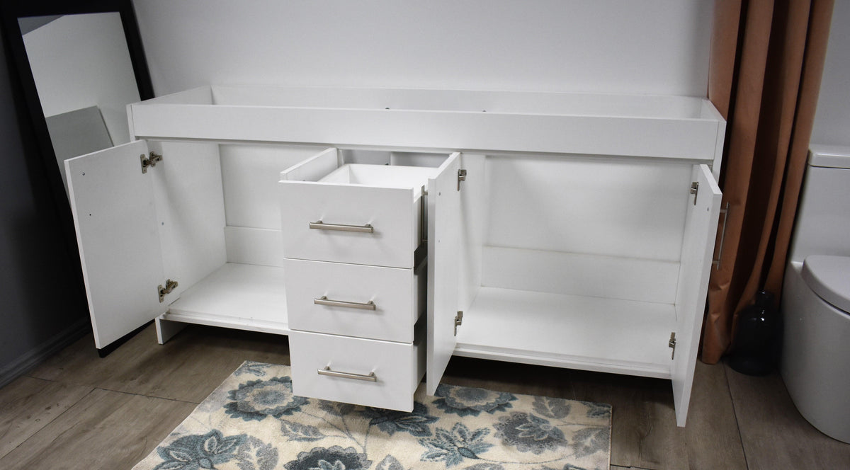 Capri 72" Double Sink Cabinet only White MTD-3572DW-10angleopen