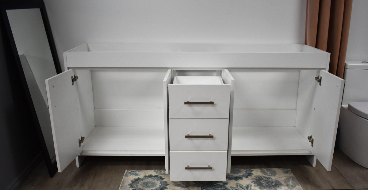 Capri 72" Double Sink Cabinet only White MTD-3572DW-10frontopen