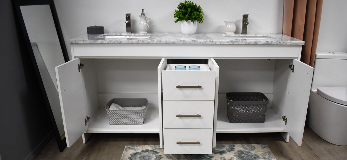 Volpa USA Capri 72" Modern Bathroom Double Sink Vanity White MTD-3572DW-1C  fos