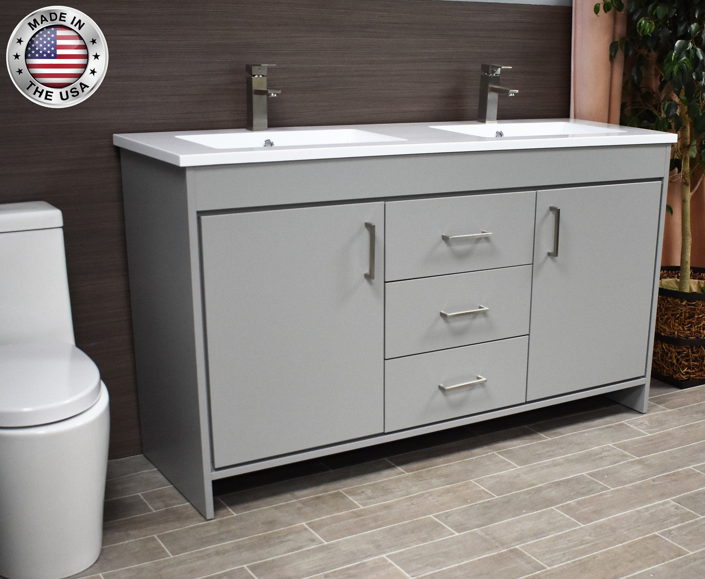 Volpa USA Rio 60" Modern Bathroom Double Sink Vanity MTD-360D-3