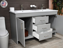 Load image into Gallery viewer, Rio 60&quot; Vanity Grey MTD-360DG-3angleopenstaged