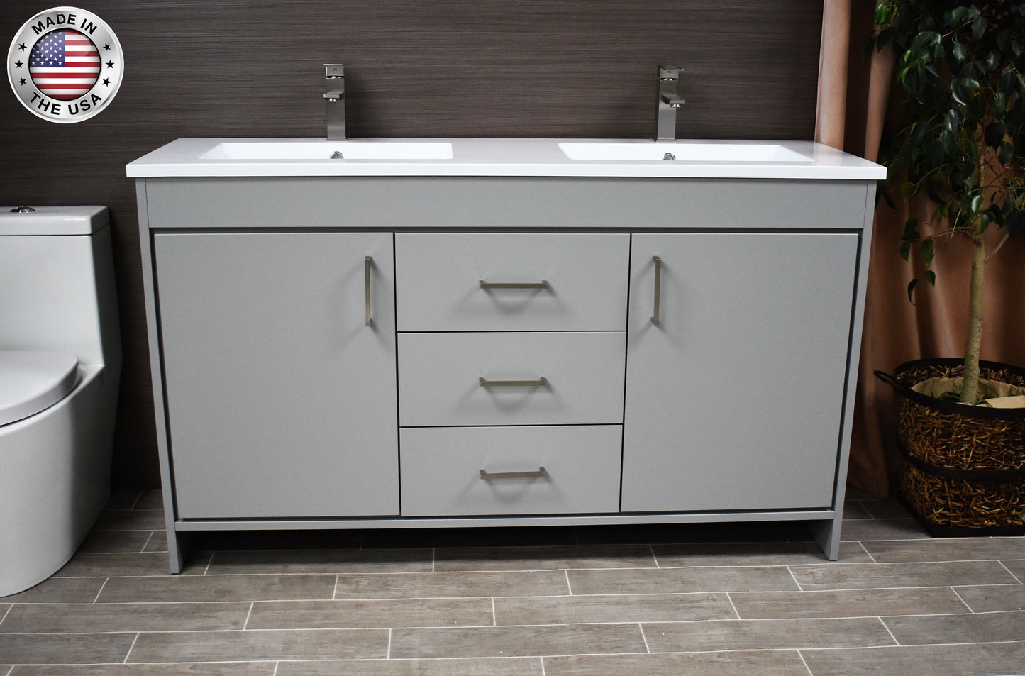 Volpa USA Rio 60" Modern Bathroom Double Sink Vanity MTD-360D-3