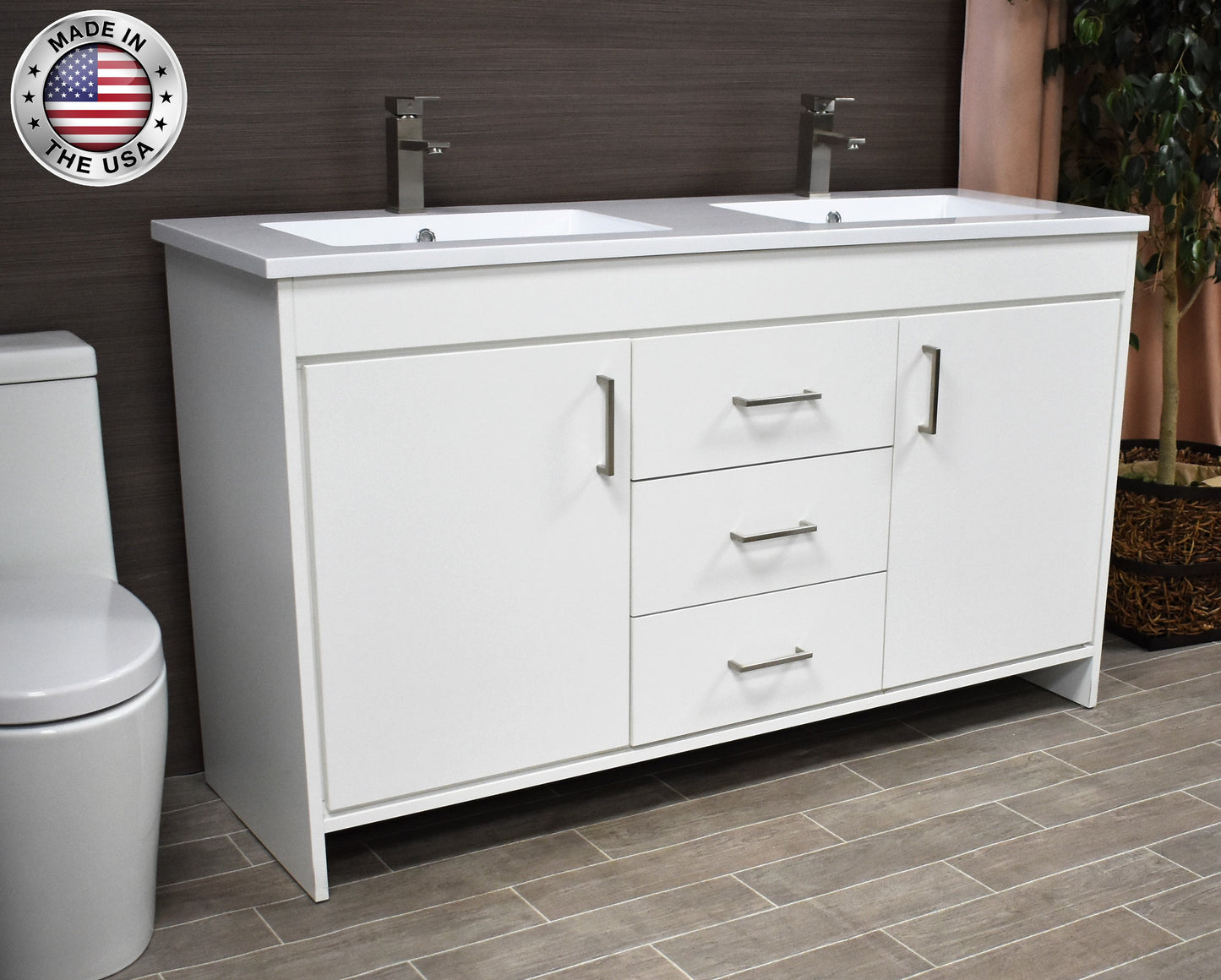 Volpa USA Rio 60" Modern Bathroom Double Sink Vanity MTD-360D-3