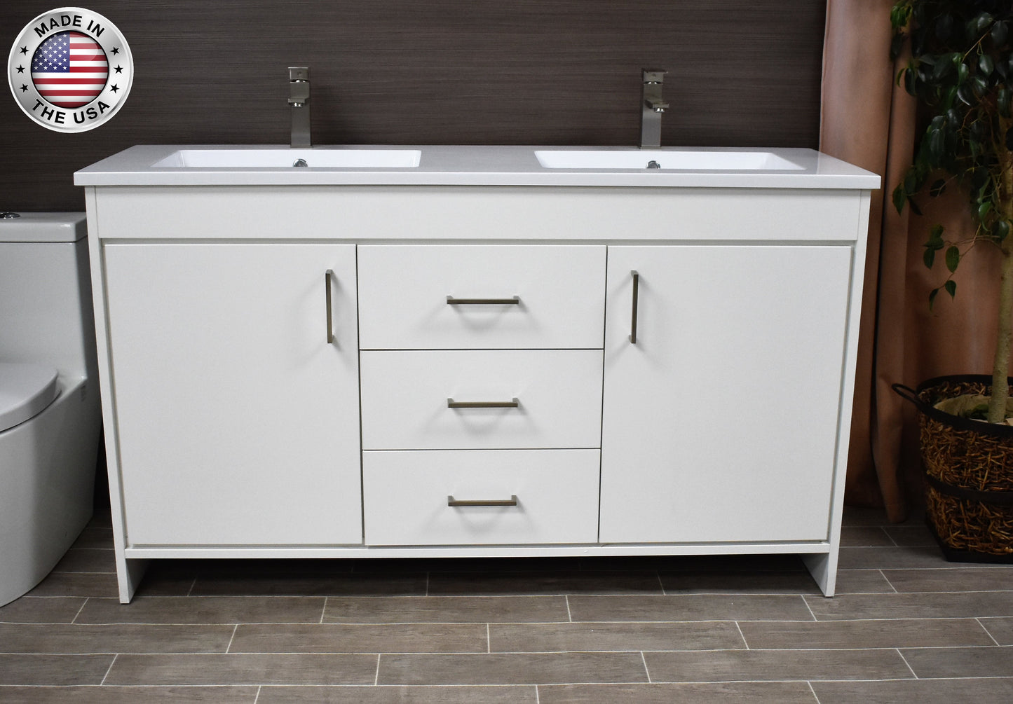 Volpa USA Rio 60" Modern Bathroom Double Sink Vanity MTD-360D-3