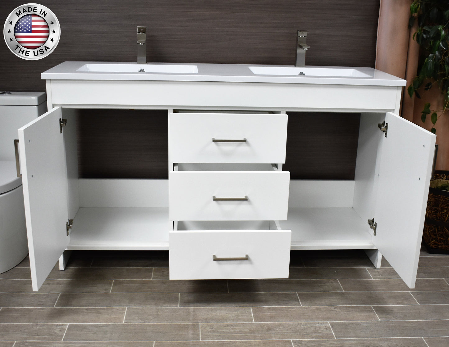 Volpa USA Rio 60" Modern Bathroom Double Sink Vanity MTD-360D-3