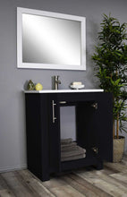 Load image into Gallery viewer, Volpa USA Austin 24&quot; Modern Bathroom Vanity Black MTD-4224BK-14 Angle Open Staged
