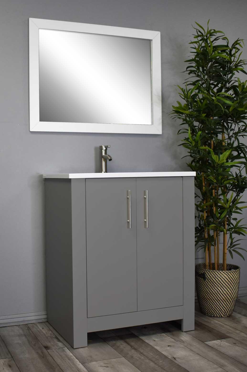 Volpa USA Austin 24" Modern Bathroom Vanity Grey MTD-422G-14 Angle