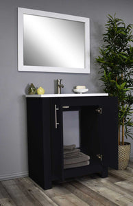 Volpa USA Austin 24" Modern Bathroom Vanity Glossy Black MTD-422GB-14 Angle open staged