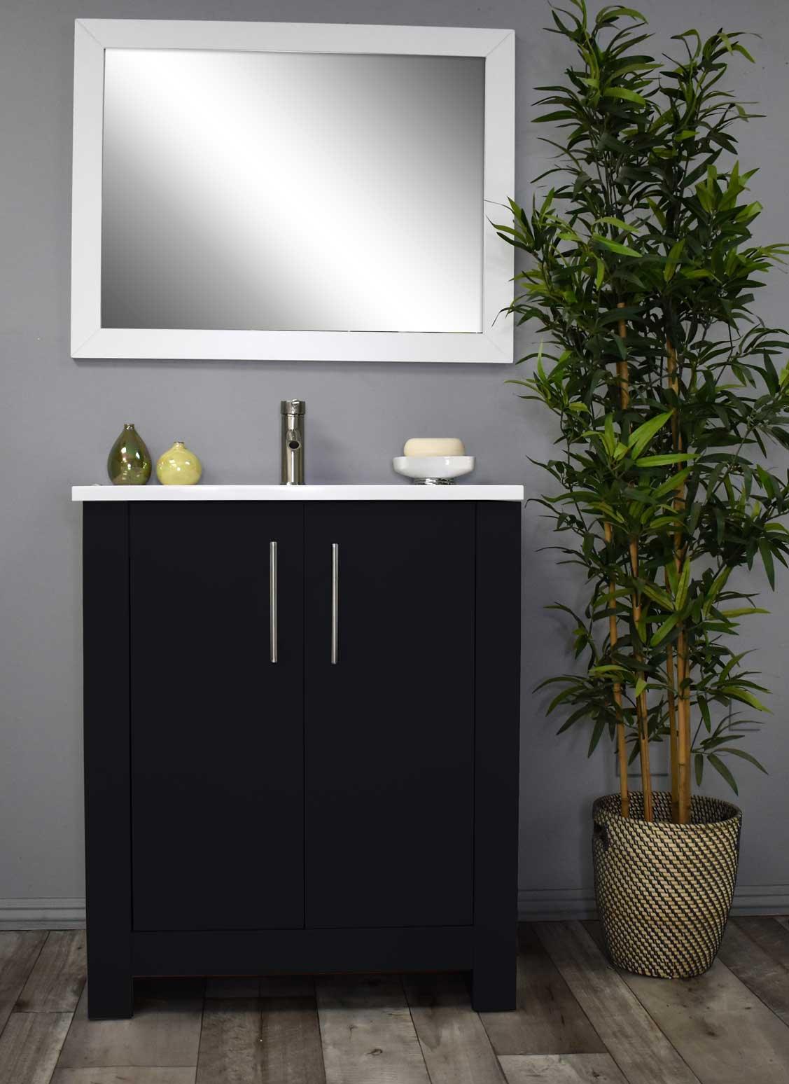 Austin 30” vanity glossy black MTD-4230GB-14Front-Staged