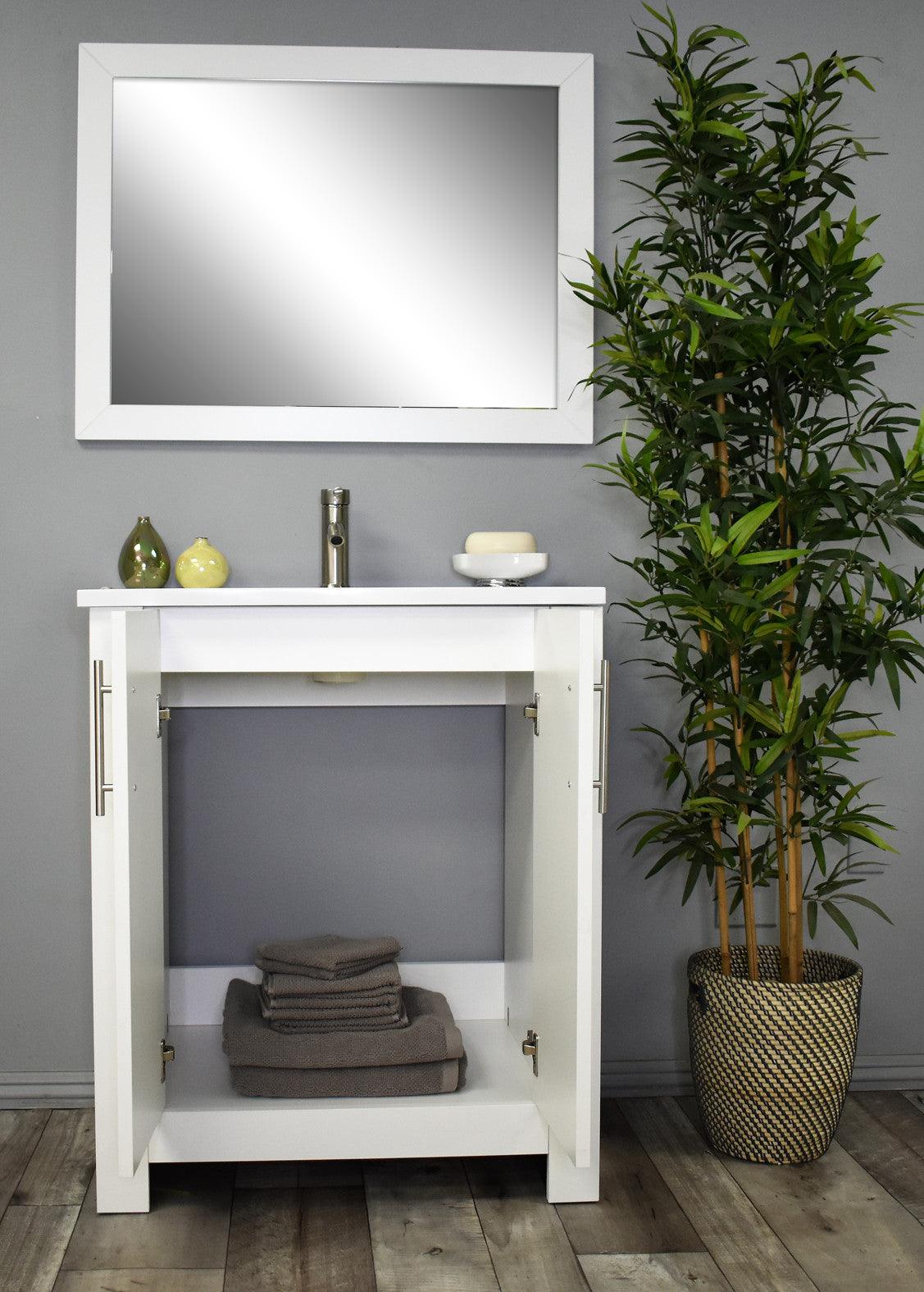 Austin 30” vanity glossy white MTD-4230GW-14Front-Open-Staged