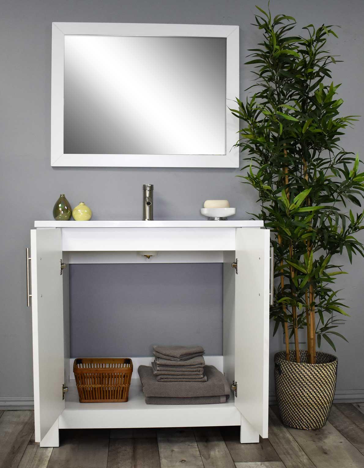 Austin 36" vanity white MTD-4236G-14Front-Open-Staged