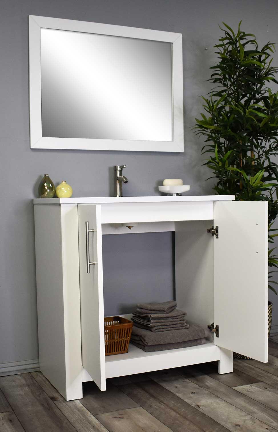 Austin 36" vanity glossy white MTD-4236GW-14Angle-Open-Staged