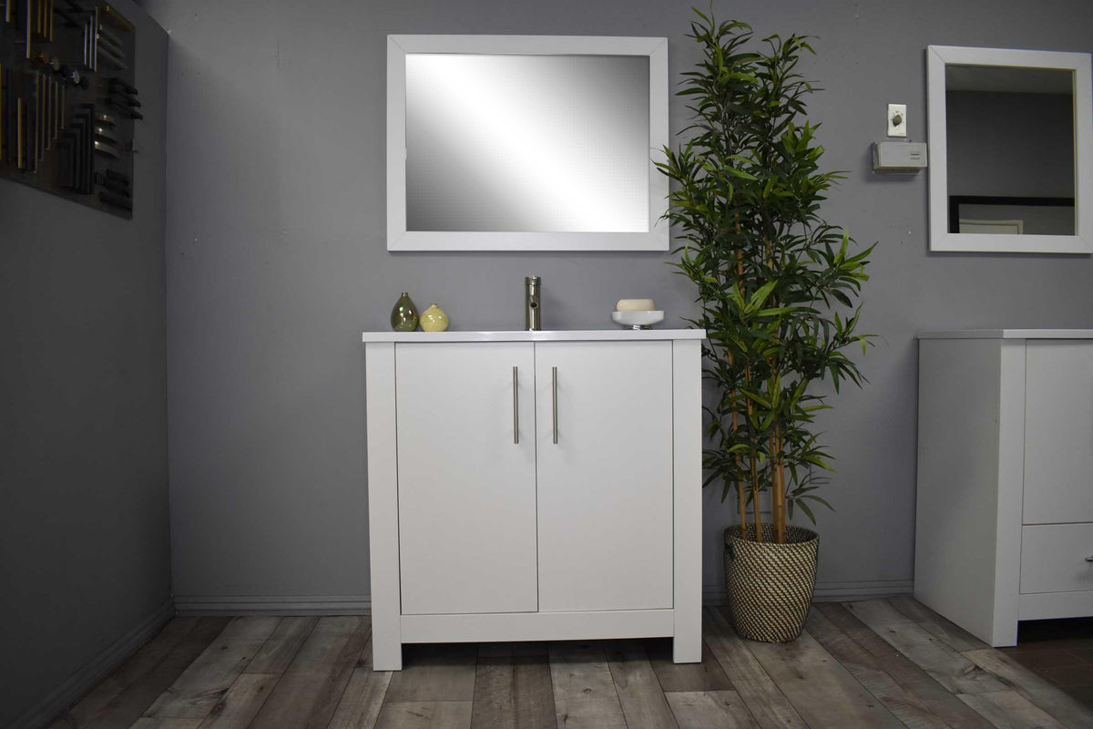 Austin 36" vanity glossy white MTD-4236GW-14Front-Staged