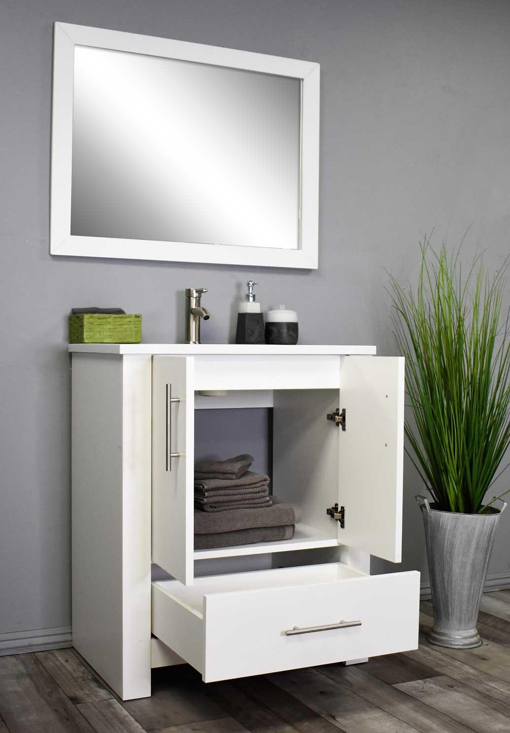 Boston 24" Vanity  Glossy White MTD-4324GW-14Angle-Open-Staged