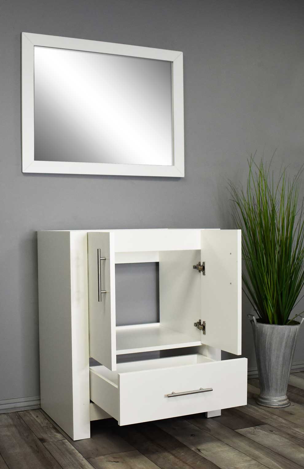 Boston 24" Vanity Cabinet only White MTD-4324W-0Angle-Open