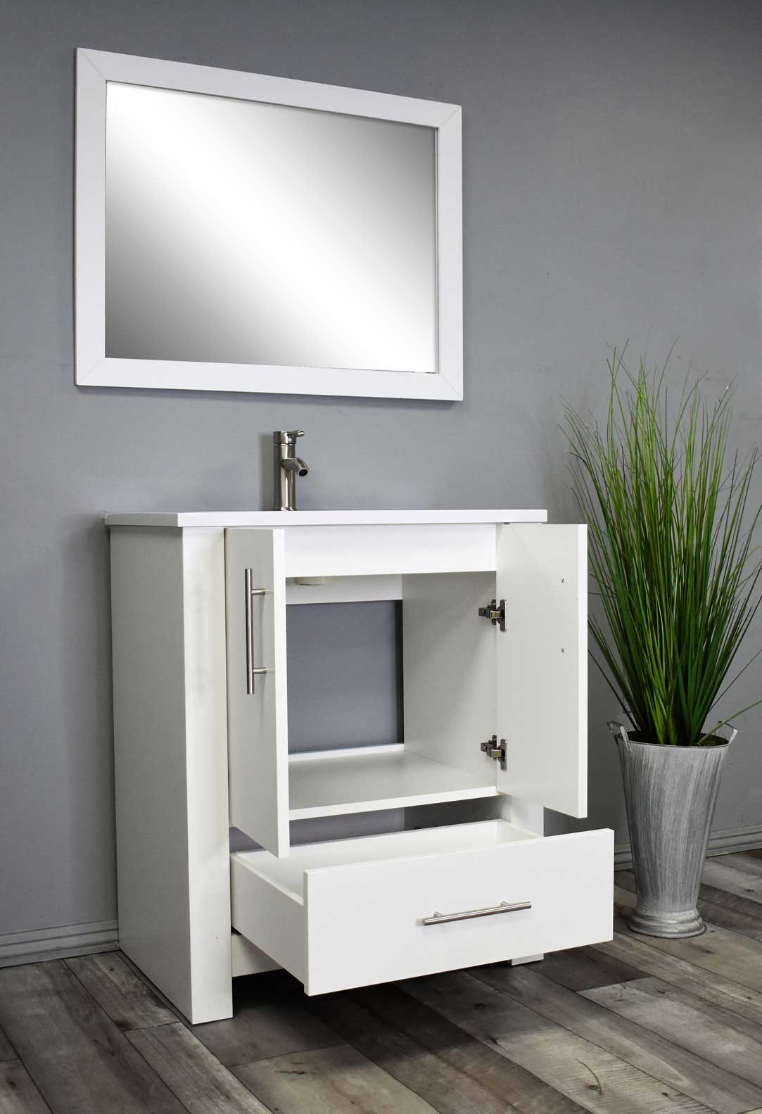 Boston 24" Vanity  White MTD-4324W-14Angle-Open