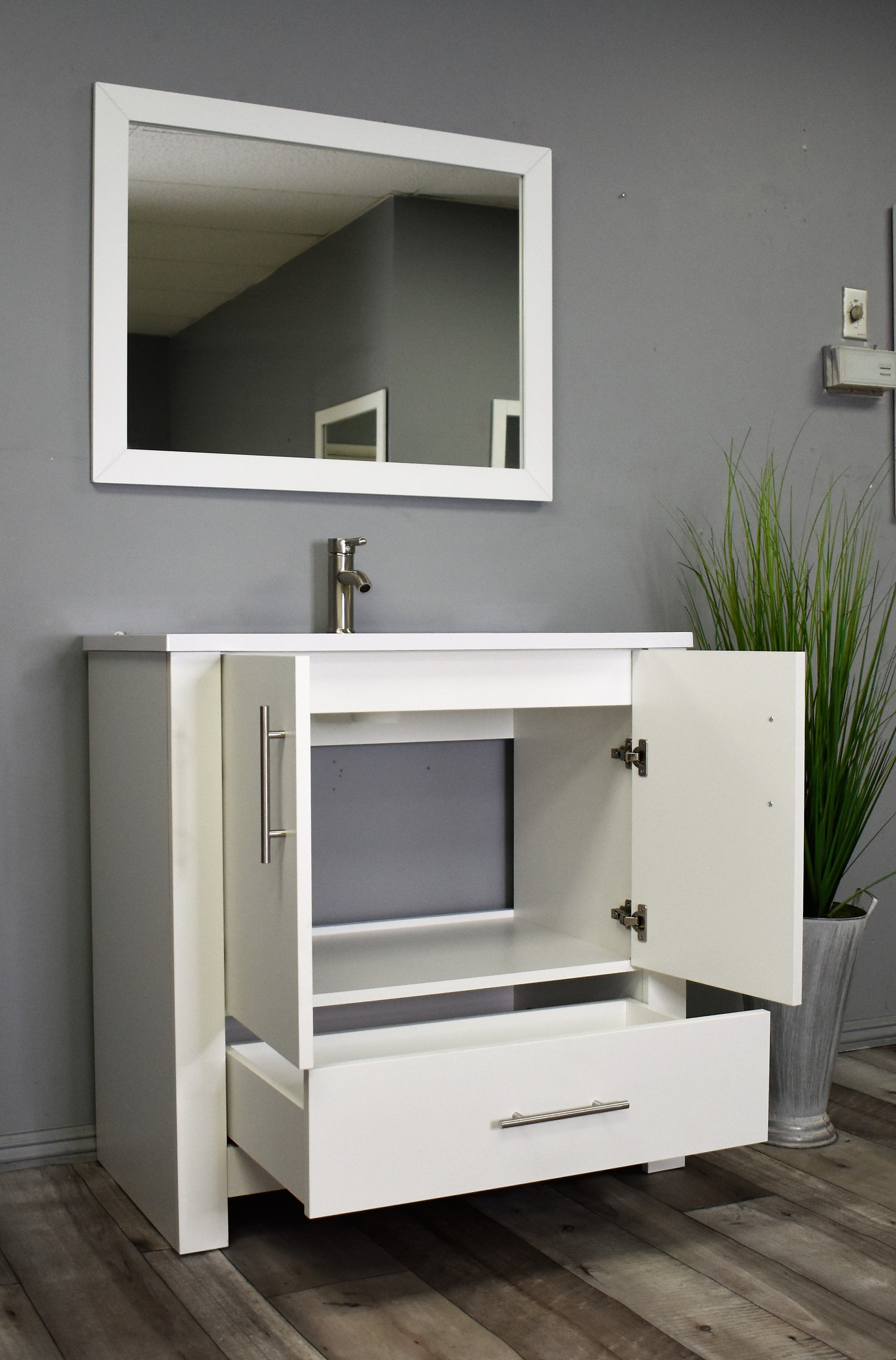 Boston 36" Vanity White  MTD-4330W-14AngleOpen