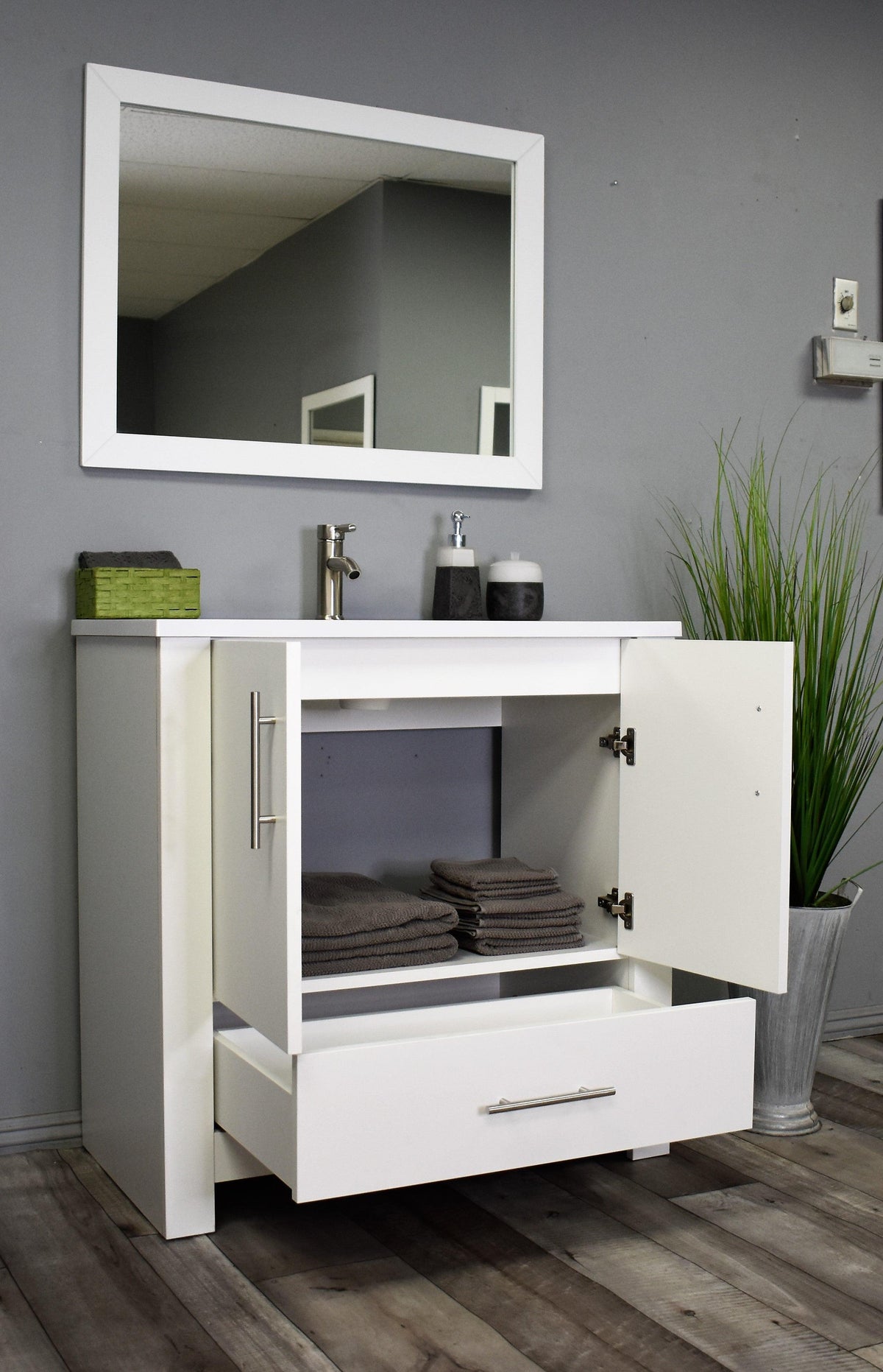 Boston 36" Vanity Glossy White MTD-4336GW-14AngleOpenStaged