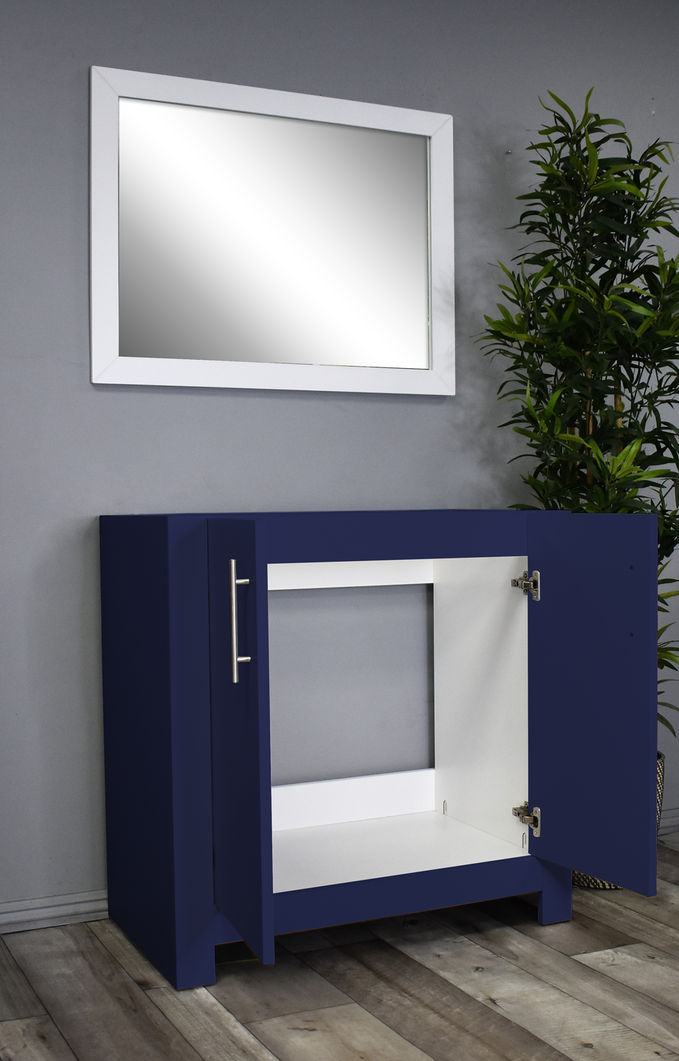 Boston 36" Vanity Cabinet only Glossy MTD-4336NV-0Angle-Open_Navy