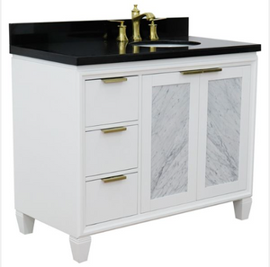 Bellaterra 43" Single White Vanity- Right Door/Right Sink 400990-43R-WH Oval