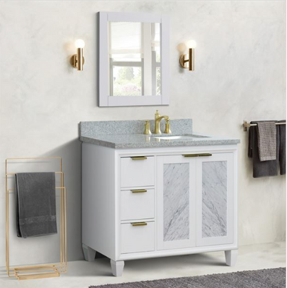 Bellaterra 43" Single White Vanity- Right Door/Right Rectangle Sink 400990-43R-WH 