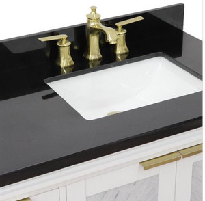 Bellaterra 43" Single White Vanity- Right Door/Right Rectangle Sink 400990-43R-WH Black Top
