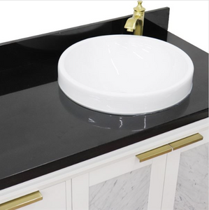 Bellaterra 43" Single White Vanity- Right Door/Right Round Sink 400990-43R-WH Black Top