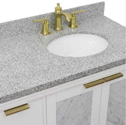 Bellaterra 43" Single White Vanity- Right Door/Right Oval Sink 400990-43R-WH Gray Top