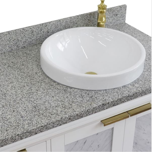 Bellaterra 43" Single White Vanity- Right Door/Right Round Sink 400990-43R-WH Gray Top