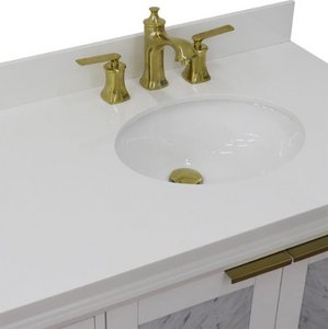 Bellaterra 43" Single White Vanity- Right Door/Right Oval Sink 400990-43R-WH White Top