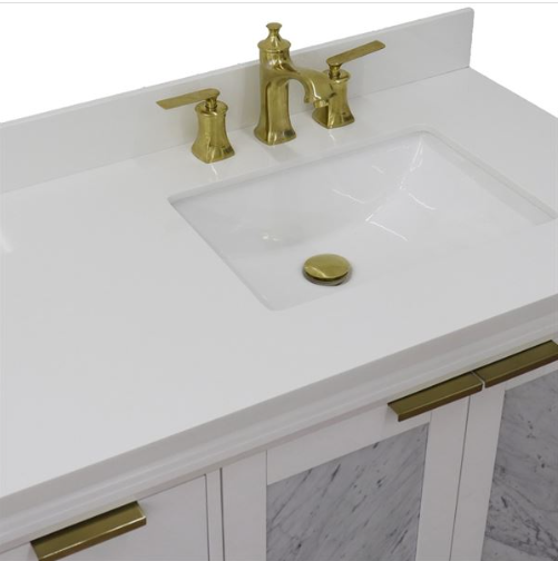 Bellaterra 43" Single White Vanity- Right Door/Right Rectangle Sink 400990-43R-WH White Top