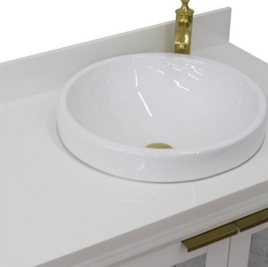 Bellaterra 43" Single White Vanity- Right Door/Right Round Sink 400990-43R-WH White Top