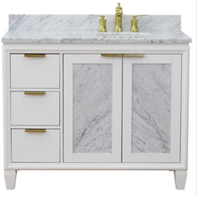 Load image into Gallery viewer, Bellaterra 43&quot; Single White Vanity- Right Door/Right Oval Sink 400990-43R-WH Carrara Top