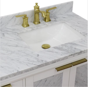 Bellaterra 43" Single White Vanity- Right Door/Right Rectangle Sink 400990-43R-WH Carrara Top