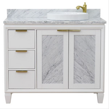 Load image into Gallery viewer, Bellaterra 43&quot; Single White Vanity- Right Door/Right Round Sink 400990-43R-WH Carrara Top