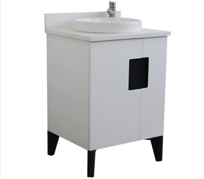 Bellaterra 25" Single Vanity w/ Counter Top and Sink White Finish 408800-25-WH