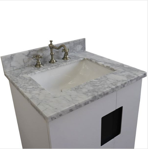 Bellaterra 25" Single Vanity w/ Counter Top and Sink White Finish 408800-25-WH