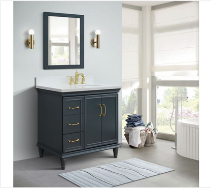 Bellaterra Dark Gray 37" Single Vanity w/ Counter Top and Right Sink-Right Door 400800-37R-DG