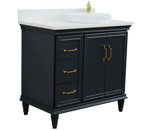 Bellaterra Dark Gray 37" Single Vanity w/ Counter Top and Right Sink-Right Door 400800-37R-DG