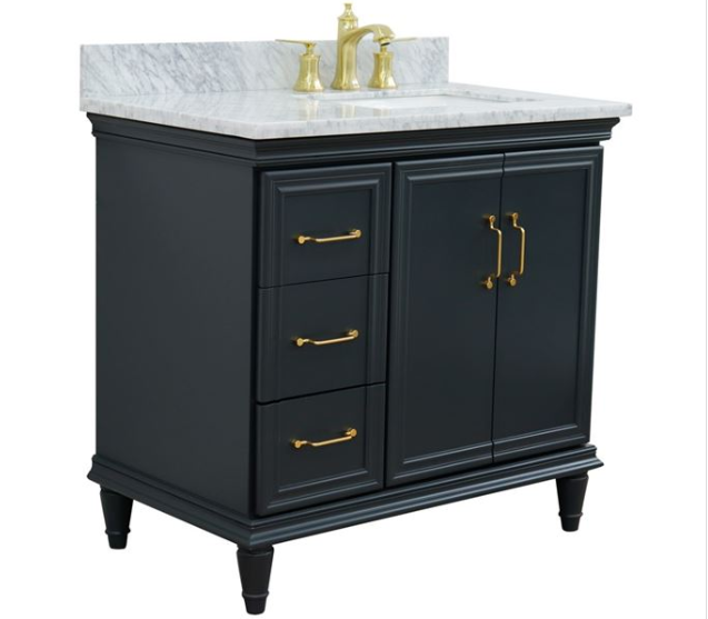 Bellaterra Dark Gray 37" Single Vanity w/ Counter Top and Right Sink-Right Door 400800-37R-DG